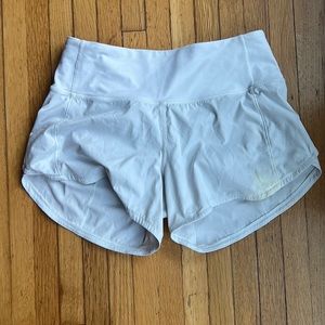 lulu lemon speed up shorts in white size 2. 4 inch inseam